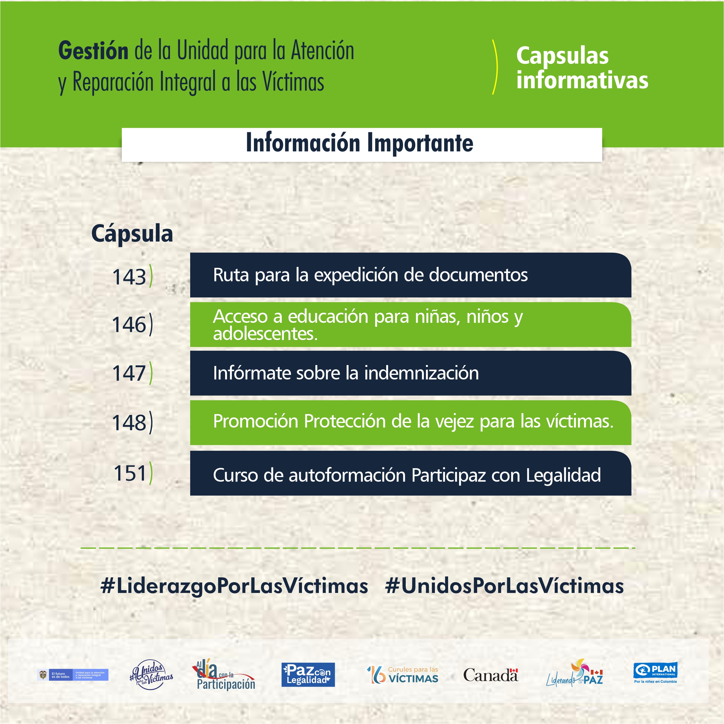 Capsulas informativas victimas